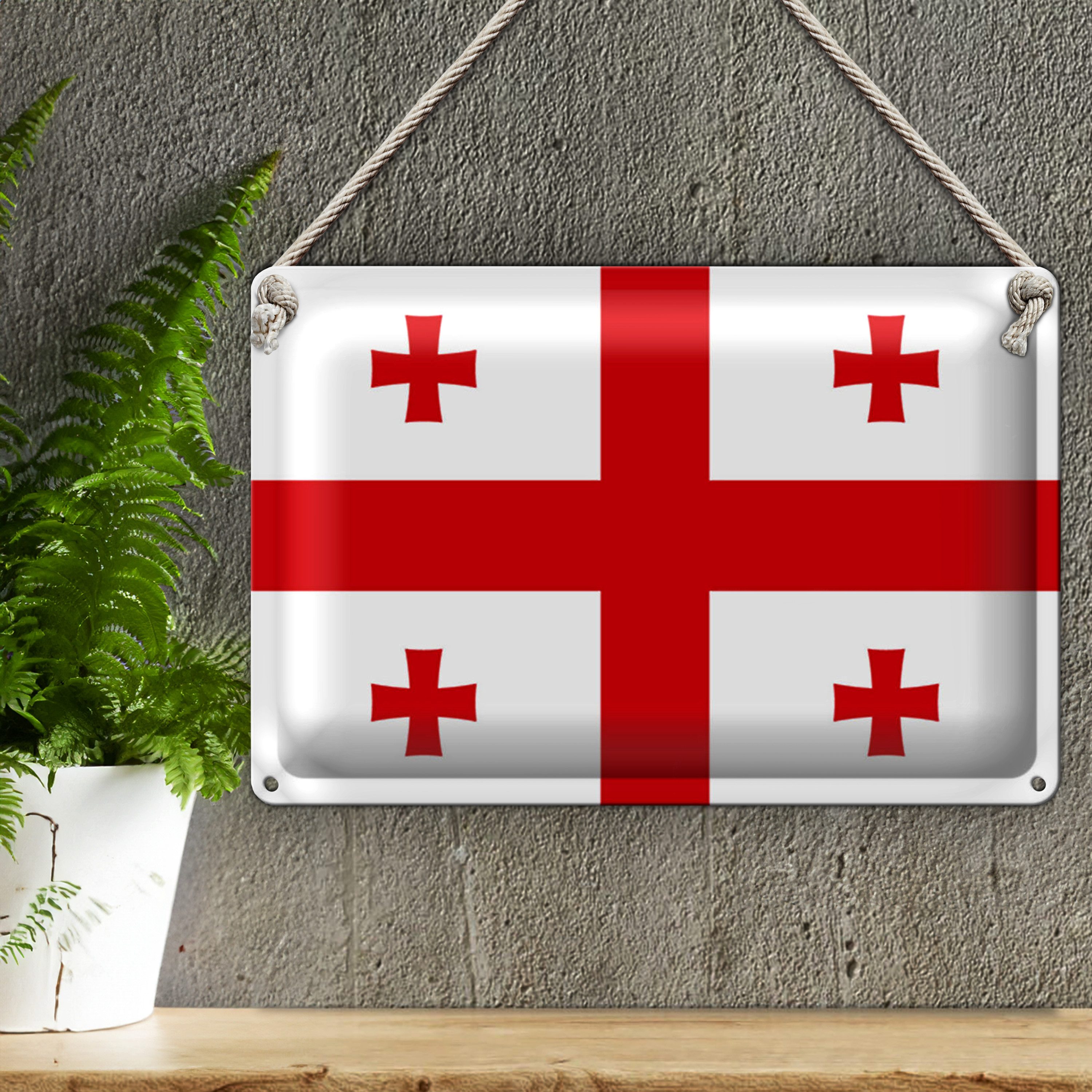 Roomando Metallschild Flagge Georgien 40x30cm Flag of Georgia