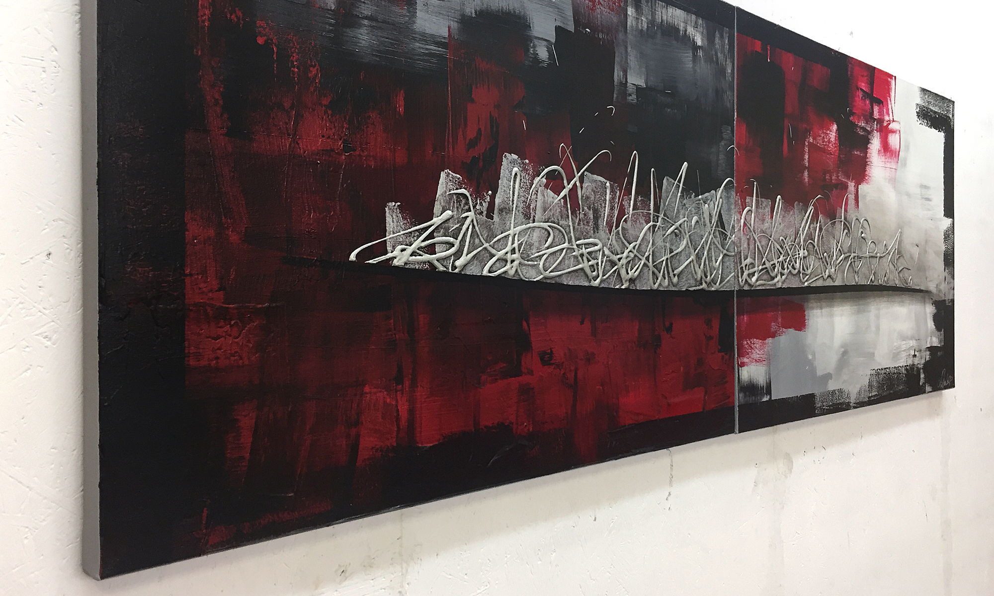WandbilderXXL Gemälde Nightly Shadows 160 x 60 cm, Abstraktes Gemälde, handgemaltes Unikat