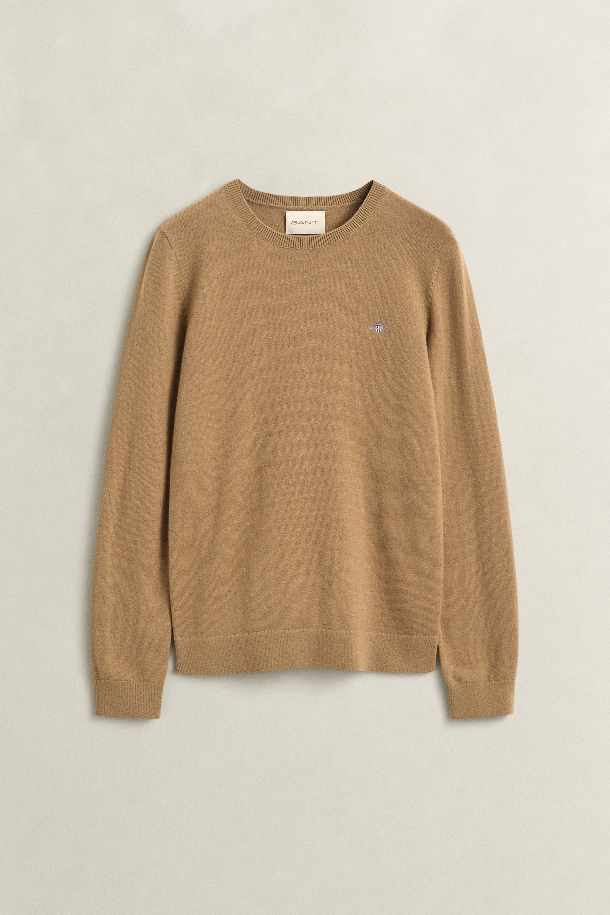 Gant Rundhalspullover WOOL COTTON C-NECK aus Wolle und Baumwolle