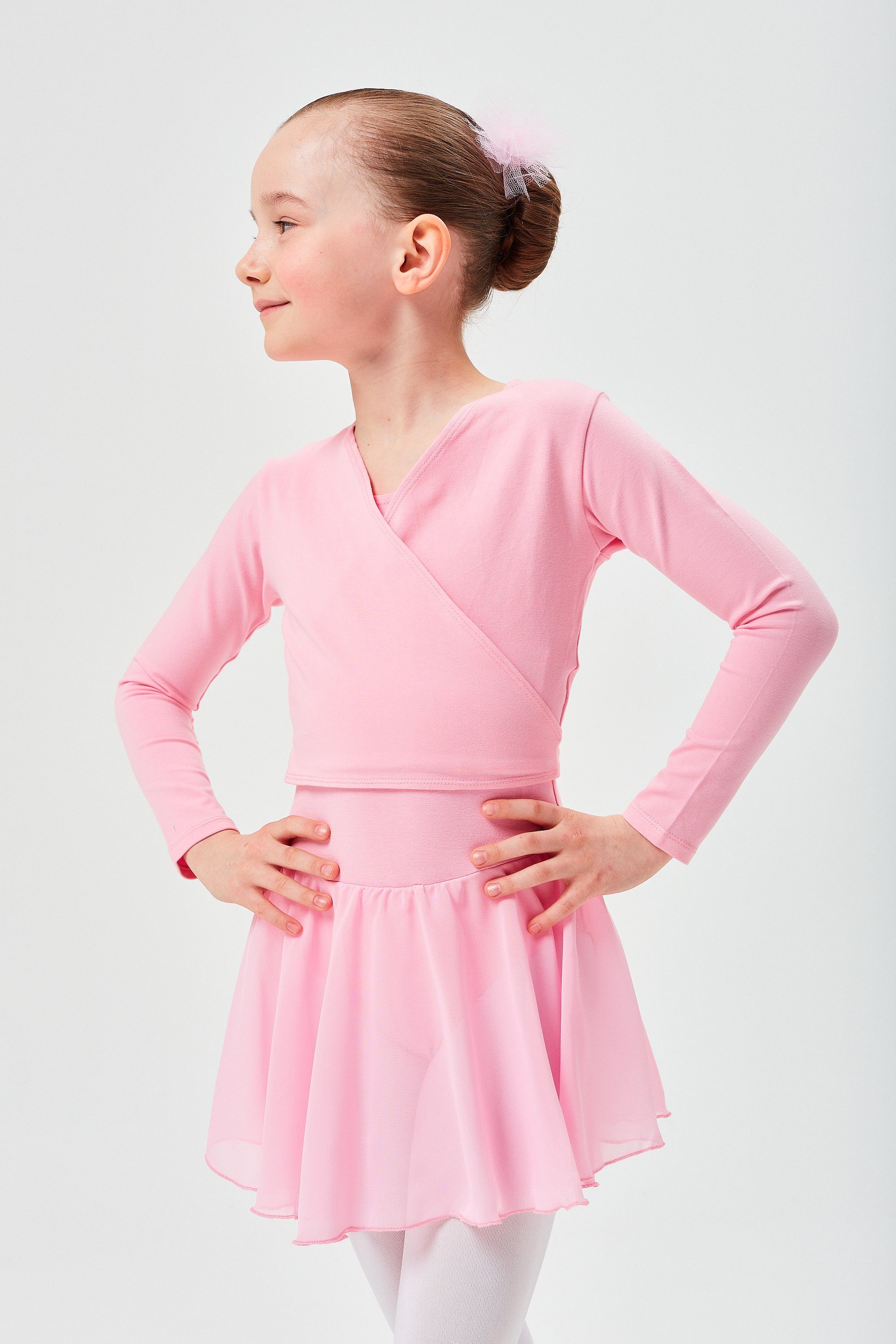 tanzmuster Sweatjacke Ballett Wickelacke Mandy aus weicher Baumwolle Ballettjacke für Mädchen rosa