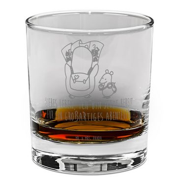 Mr. & Mrs. Panda Whiskyglas Pinguin & Maus Wanderer - Transparent - Geschenk, Whiskey Glas mit Sp, Premium Glas, Mit Liebe graviert