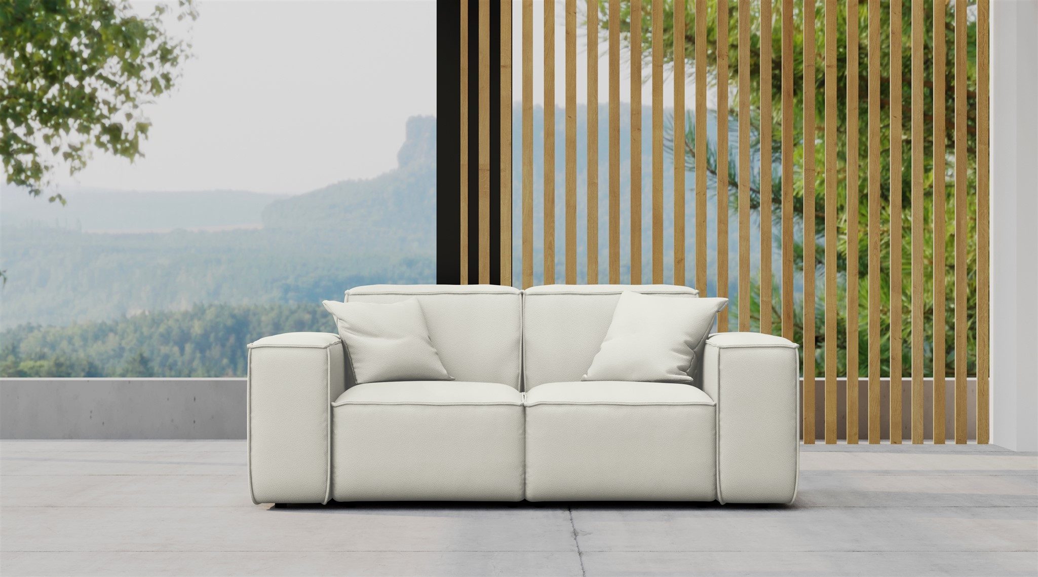 Fun Мебель Loungesofa Gartensofa Sofa 2-Sitzer SUMMER, Pflegeleichter und wetterfester Bezug, inkl. 2 Zierkissen