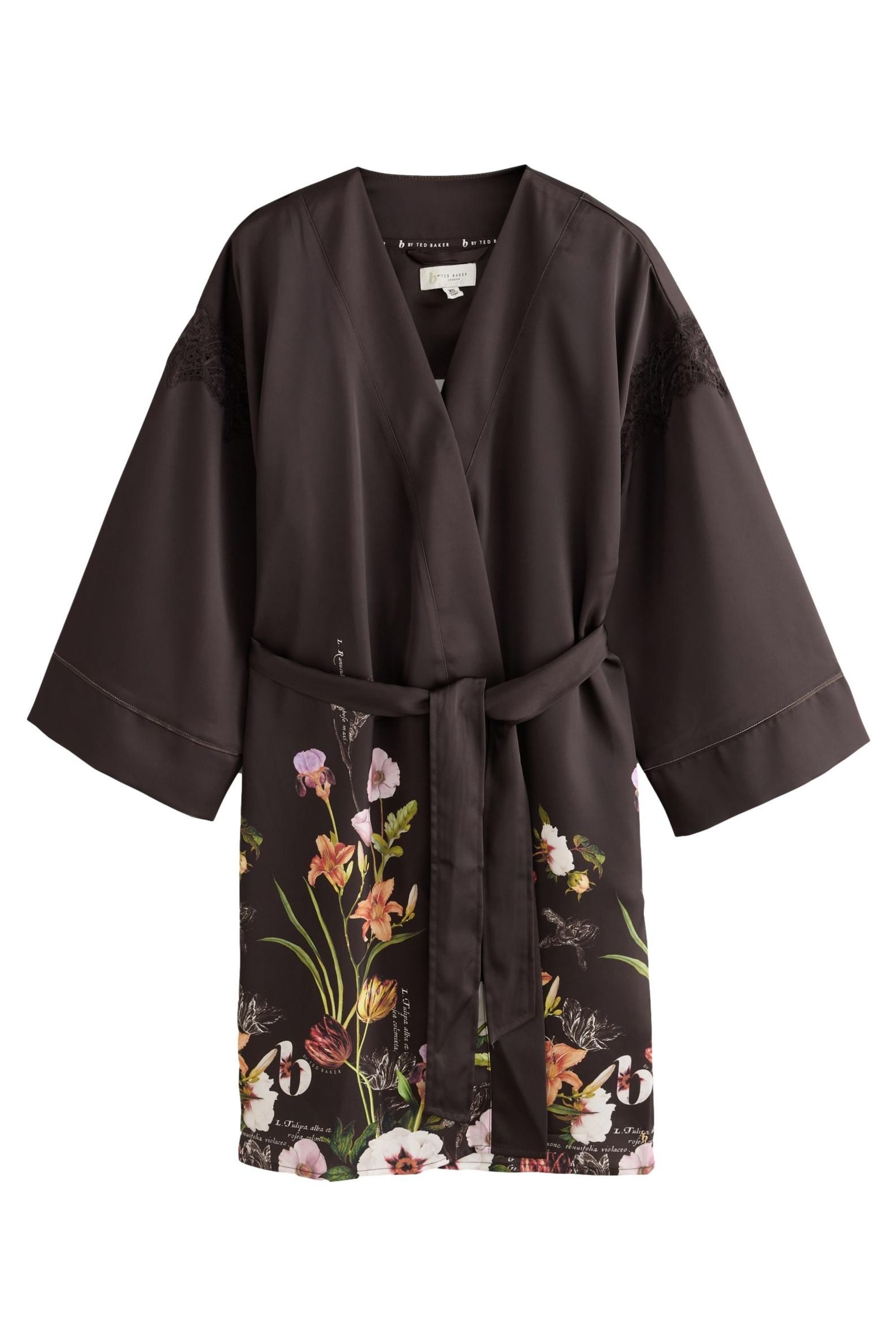 Damenbademantel B By Ted Baker Satin-Morgenmantel mit Blumenmotiv