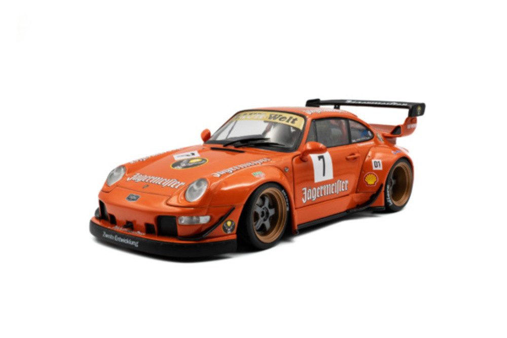 Solido Modellauto Porsche RWB RAUH-Welt Bodykit #7 Jägermeister 2020 orange, Maßstab 1:18