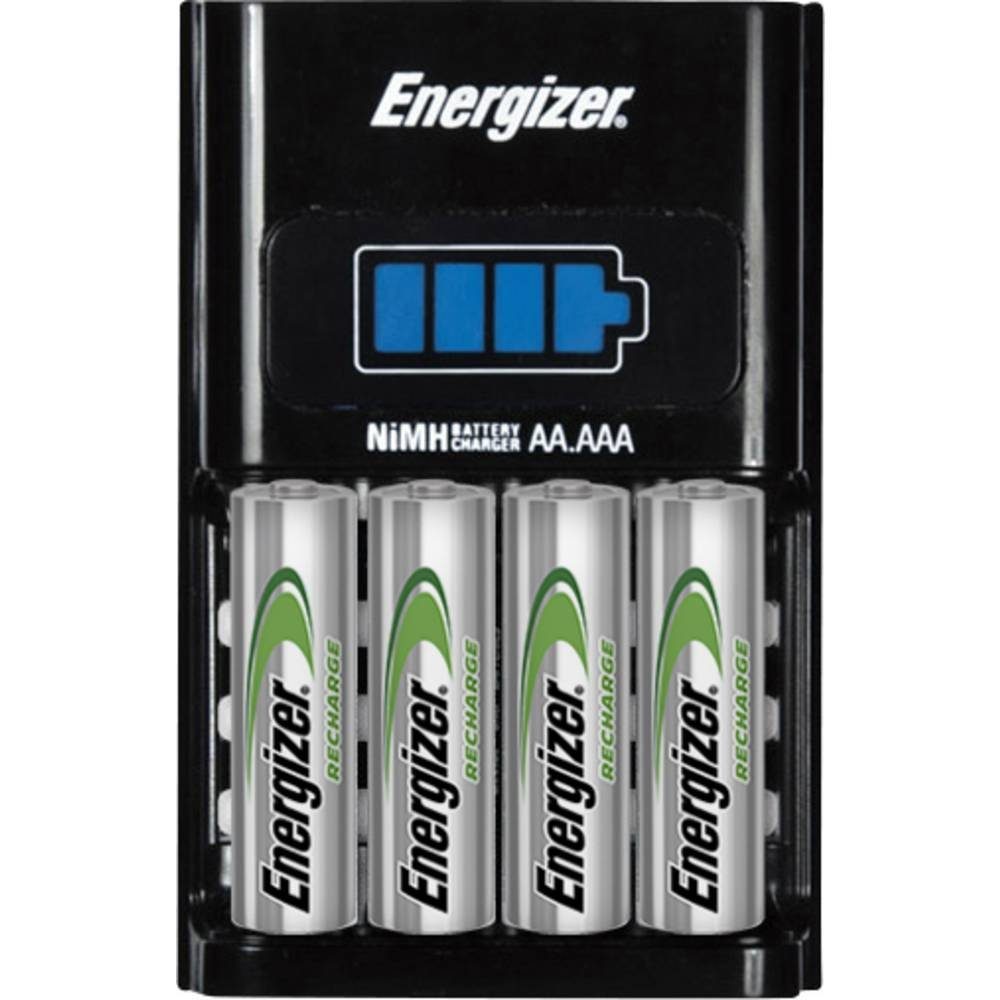 Energizer Ladegerät 1 h + 4 Mignon-Akkus E300697700 Rundzellen-Lader (Akku-Defekt Erkennung, Einzelschachtüberwachung)