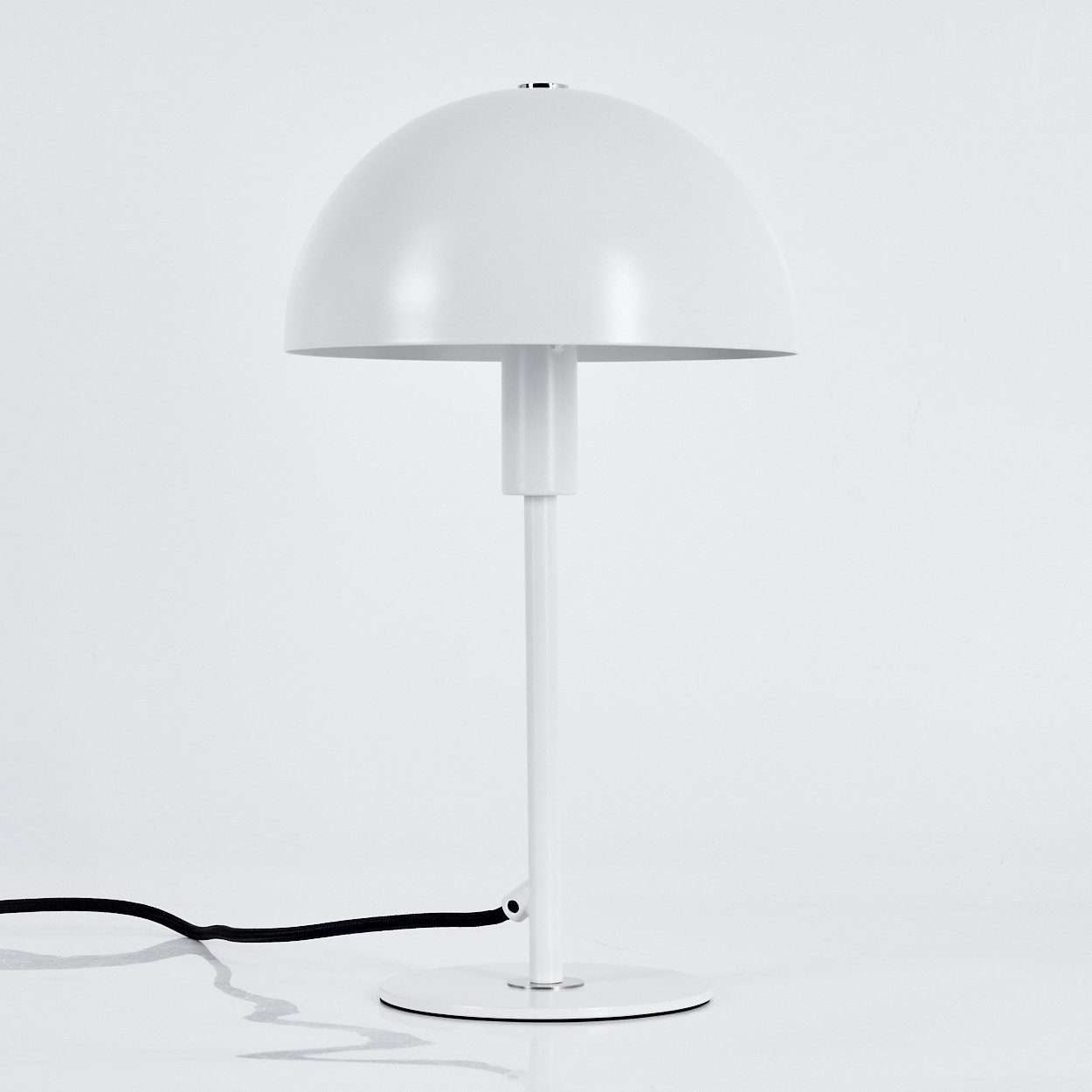 hofstein Tischleuchte An-/Ausschalter, Höhe 35cm, aus Weiß, 1 runde E14 moderne Ø mit x Tischlampe, in Nachttischlampe Metall Leuchtmittel, 20cm, ohne