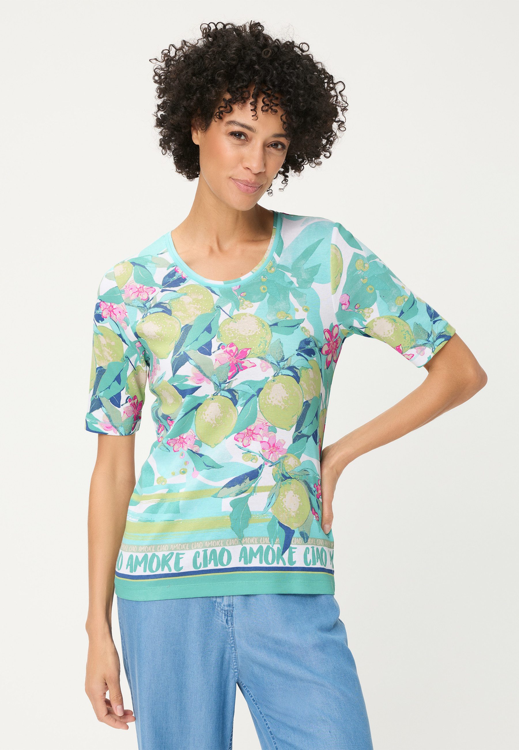 Olsen T-Shirt mit dekorativem Panneau-Print