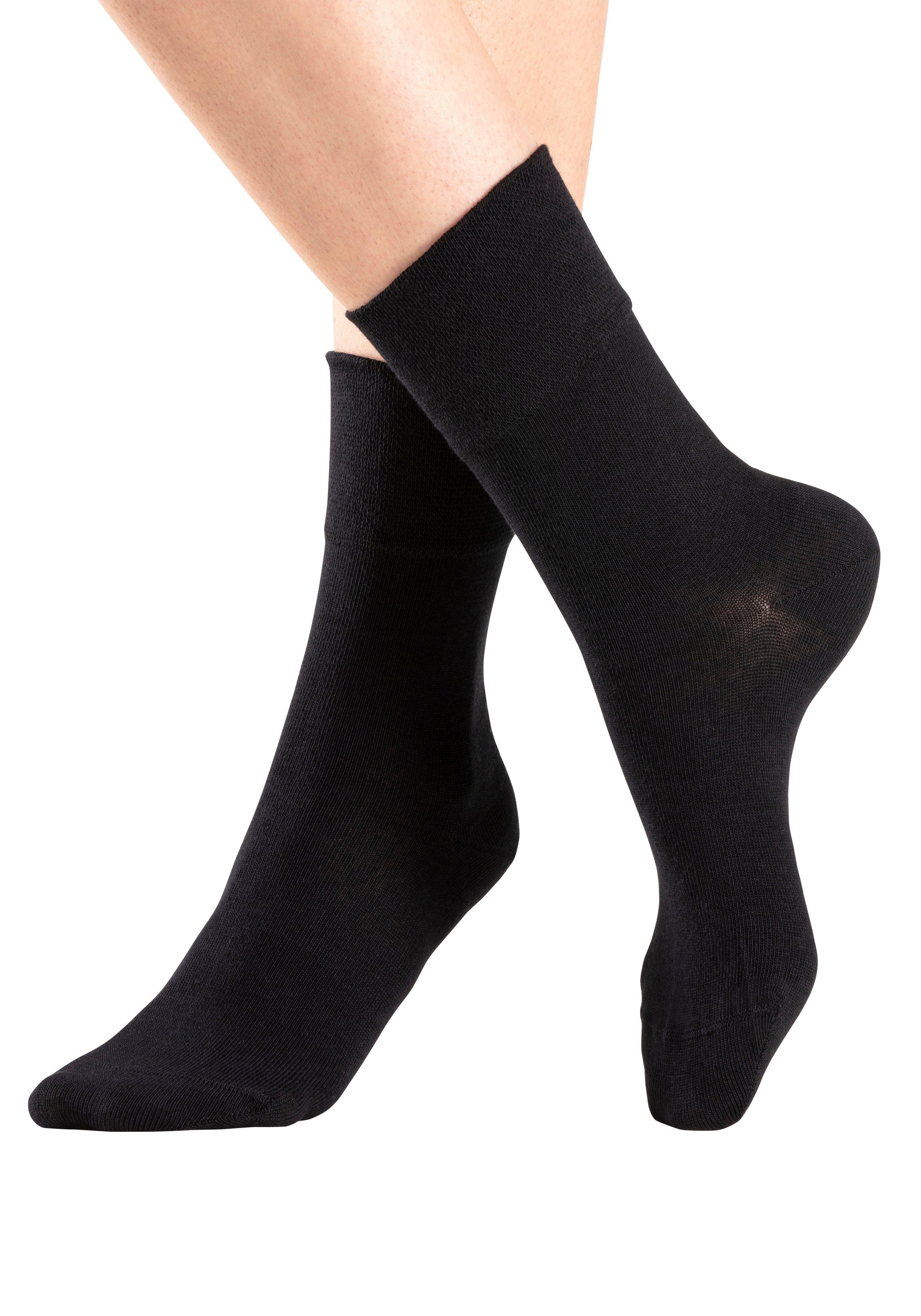 H.I.S Socken Damen Herren Basic Socken (Packung, 6-Paar, unisex Gr. 35-38 bis 43-46) mit Komfortbund auch für Diabetiker geeignet