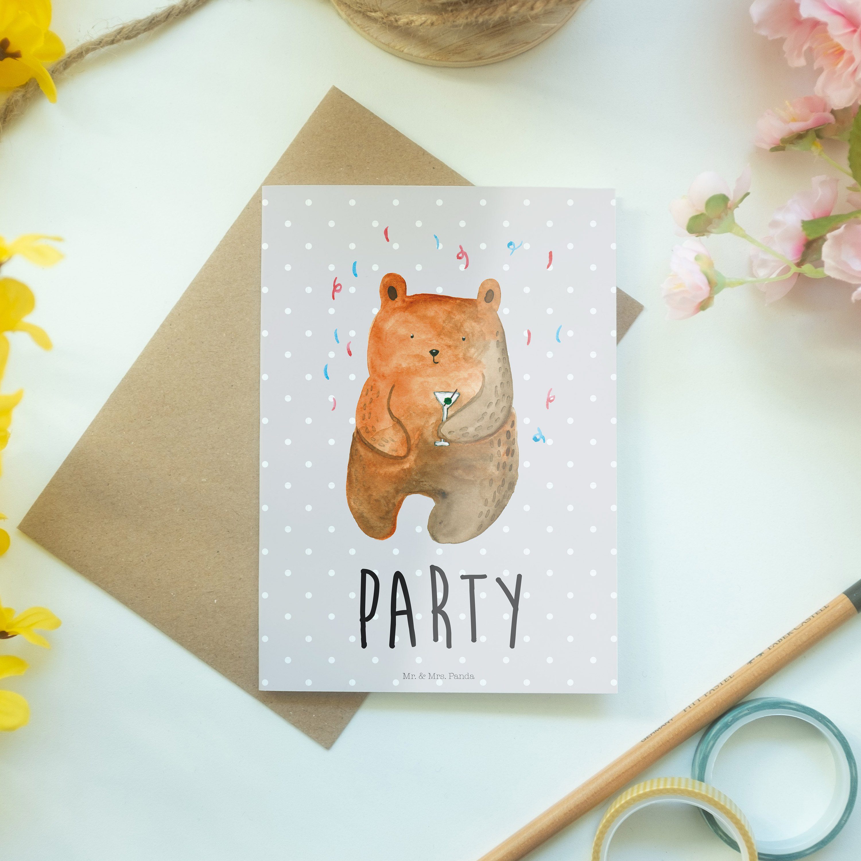 Mr. & Mrs. Geschenk, - Grau Pastell Laune, Grußkarte Einl Bär Gute - Party Hochzeitskarte, Panda