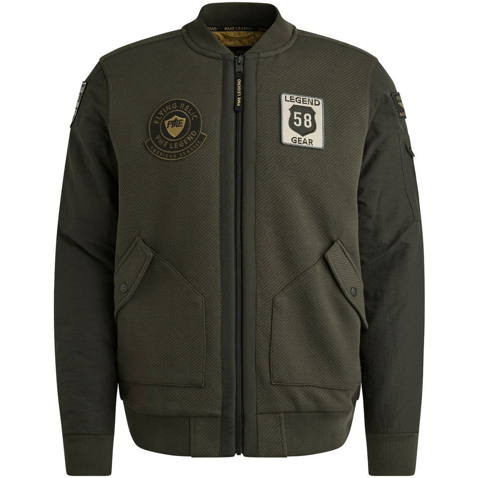 Outdoorjacke - Sweatjacke im Fliegerjacken-Look mit Flight-Pocket & Badges
