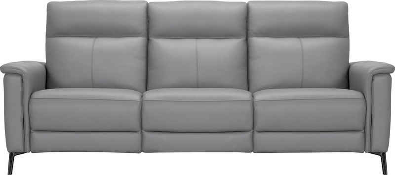 Places of Style 3-Sitzer Barano, Relaxsofa in Leder und Webstoff, elektrische Relaxfunktion in 2 Sitzen, Kopfteilverstellung und USB