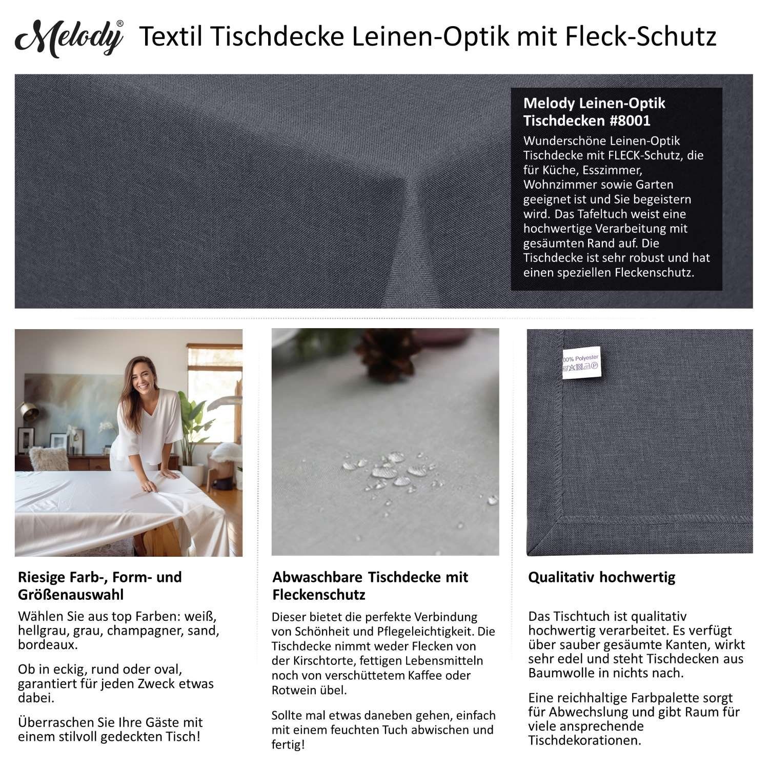 Melody Gartentischdecke Leinen-Optik Tischdecke abwaschbar mit Fleckschutz günstig online kaufen