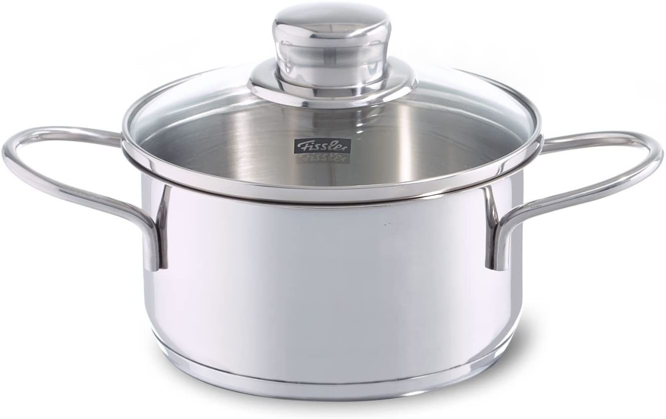 Fissler Kochtopf häppchen, Edelstahl 18/10 (2-tlg), Induktions-geeignet, inklusive Glasdeckel