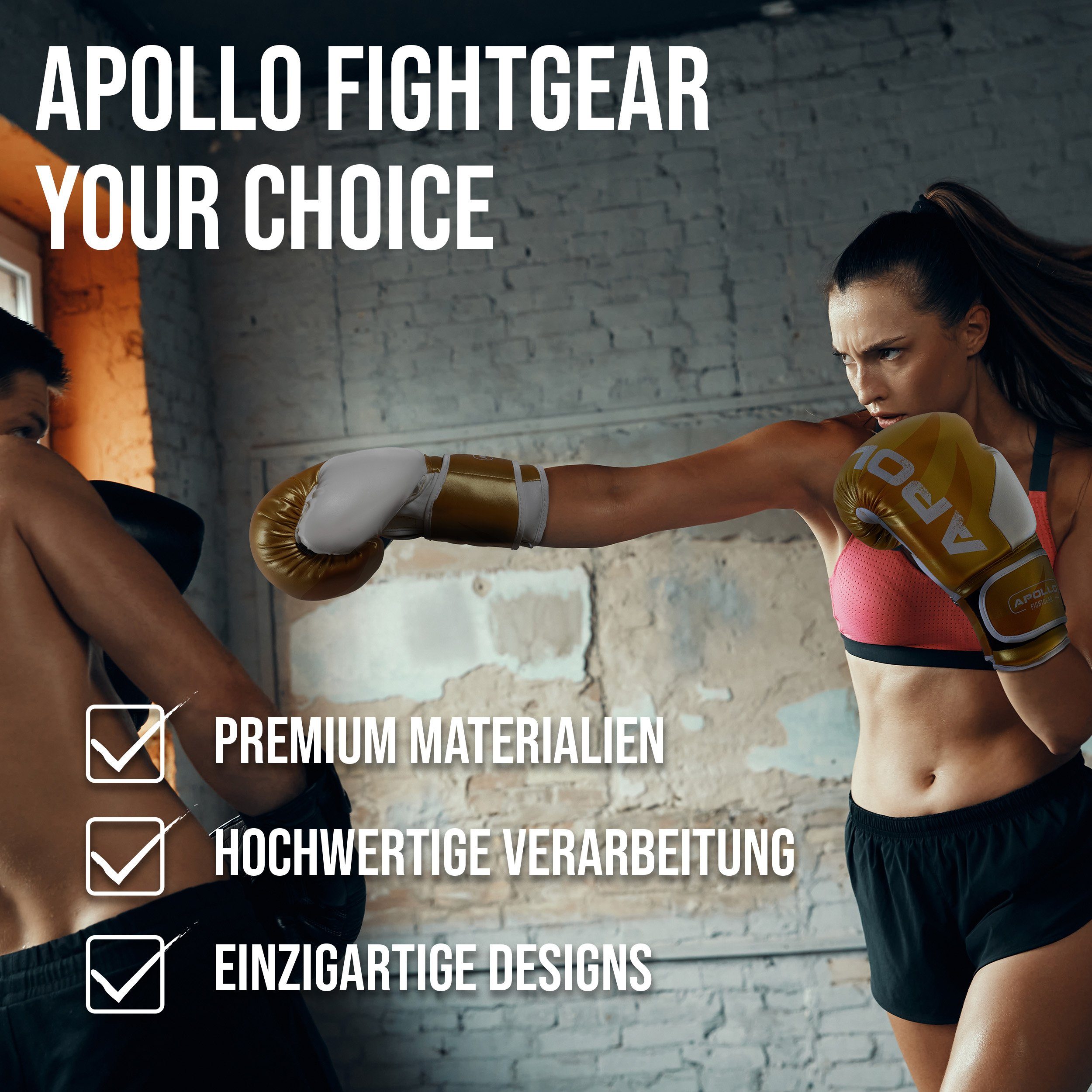 Apollo Boxhandschuhe Boxhandschuhe Männer Champion Thai Box Handschuhe, Training am Boxsack oder Sparring für Frauen und Männer