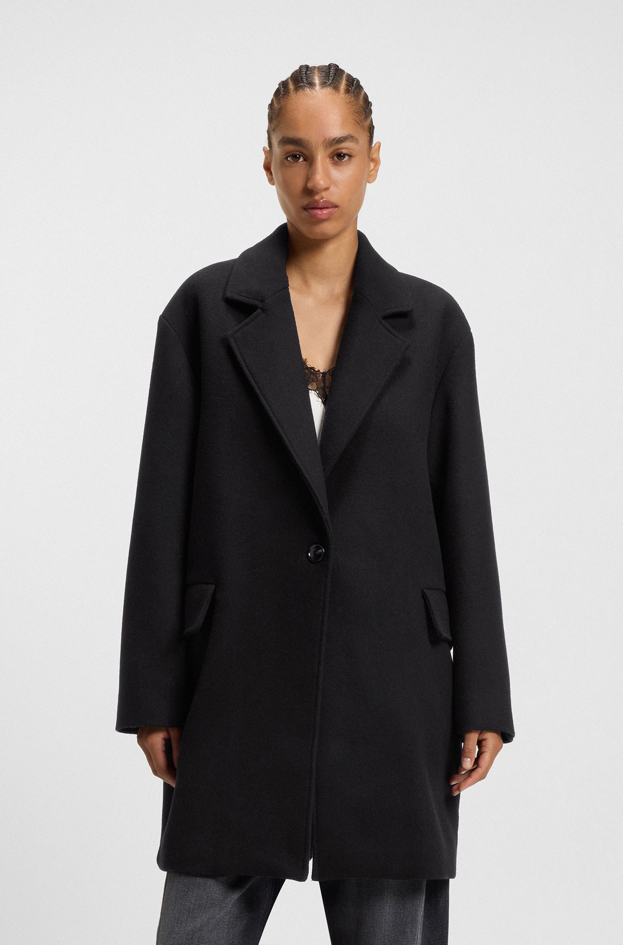 BOSS ORANGE Kurzmantel Calesara Premium Damenmode in gerader Passform, Woll günstig online kaufen