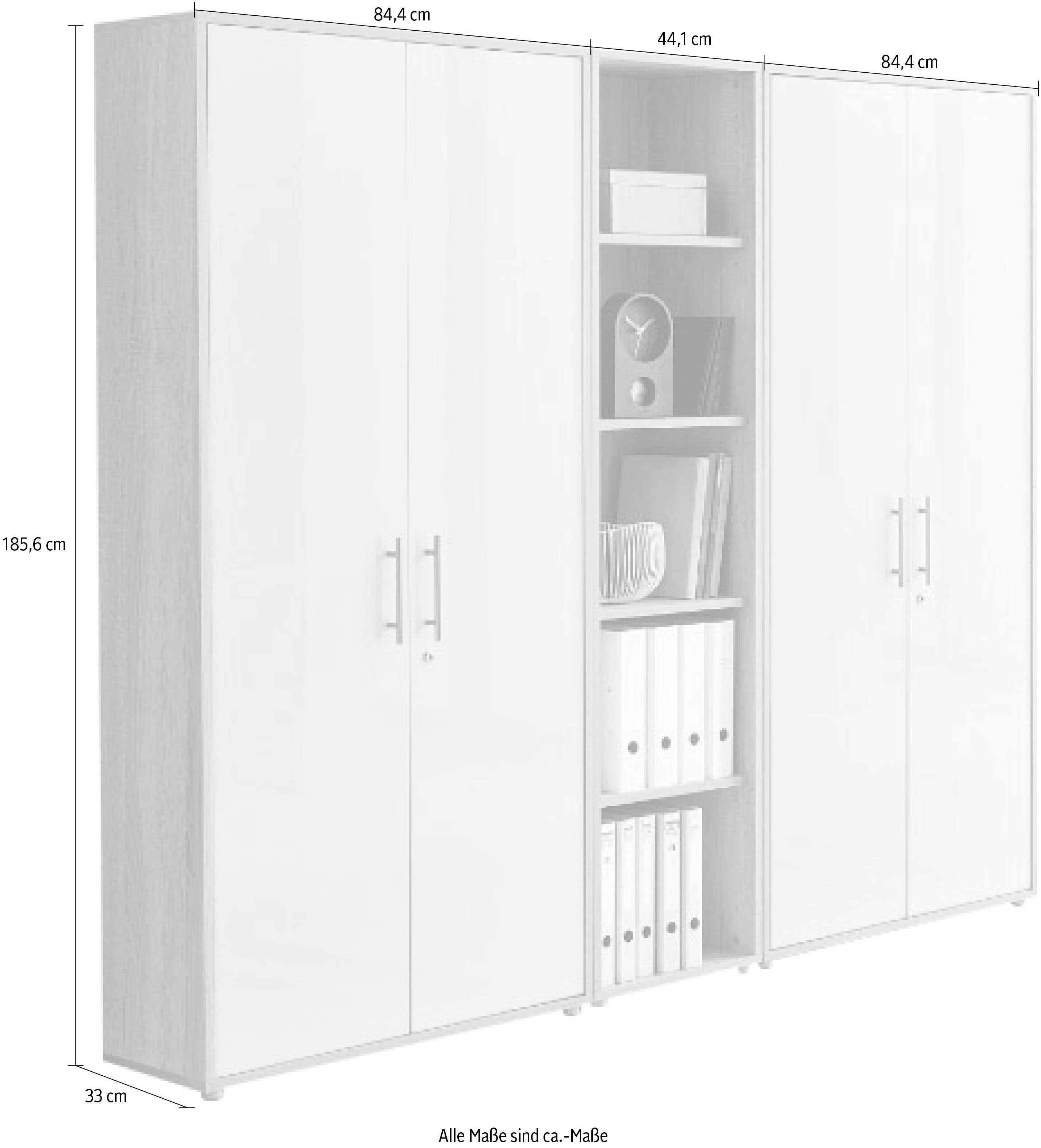 Weiß 3-St) Eiche Sonoma/ Möbel Tabor, HG Schrank-Set (Set, BMG