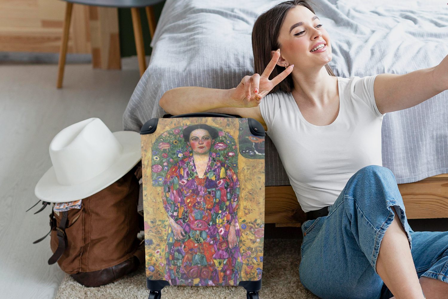 - Klimt, 4 Handgepäckkoffer Reisekoffer für Porträt Primavesi Rollen, mit Eugenia von Handgepäck Reisetasche Ferien, Trolley, rollen, Gustav MuchoWow