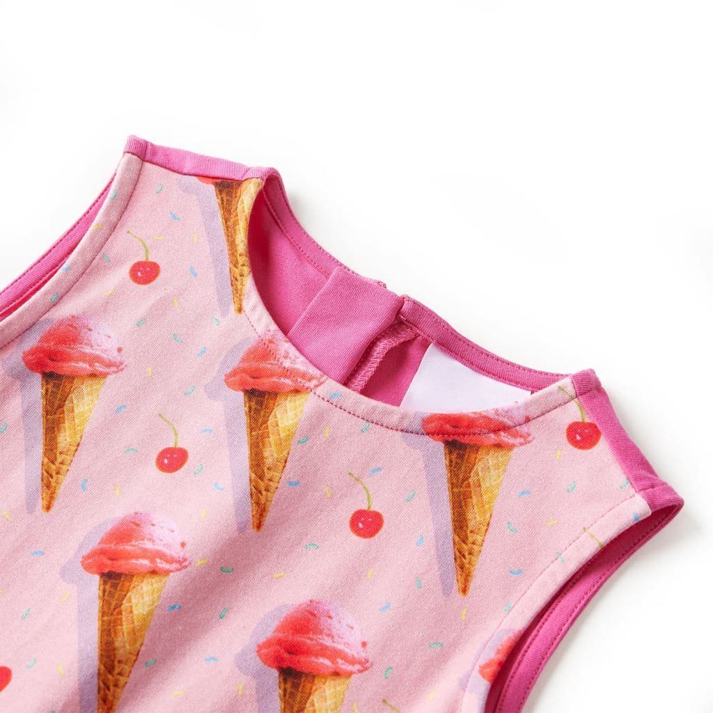 vidaXL A-Linien-Kleid Kinderkleid Knallrosa 92 Eiscreme-Motiv