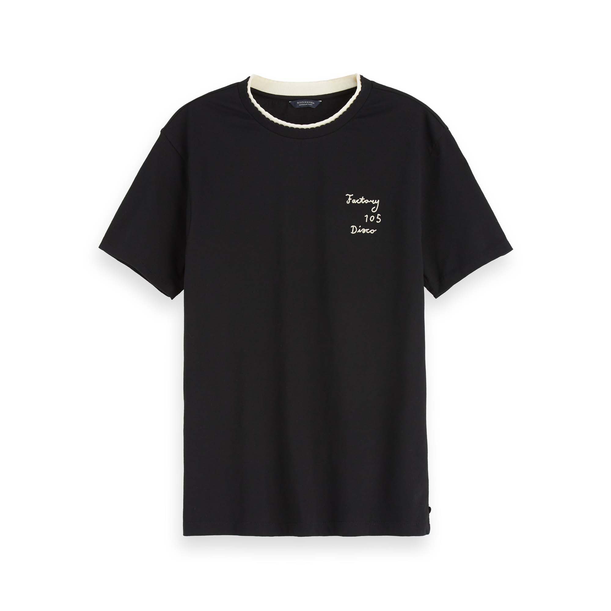 T-Shirt Maison Scotch Damen T-Shirt Basic Embroidered Neckline 153813