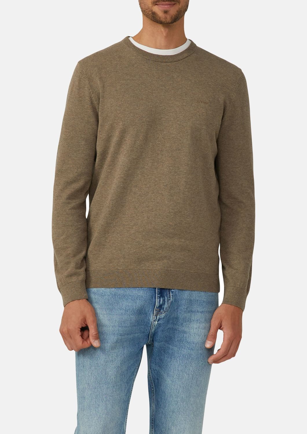 s.Oliver Rundhalspullover Basic (1-tlg) Feinstrick-Komfort mit Logo-Detail günstig online kaufen