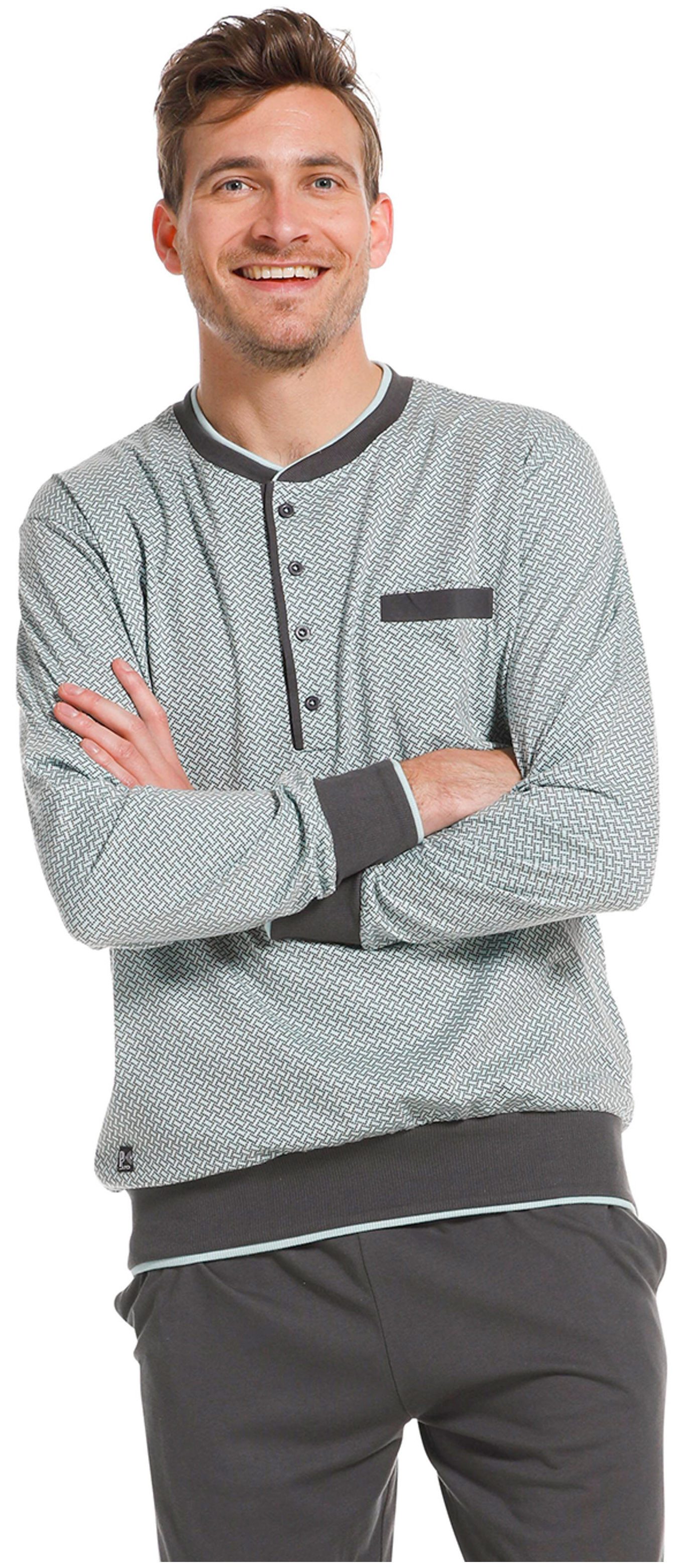 Pastunette Pyjamaoberteil Herren Pyjamashirt mit Knopfleiste (1-tlg) Baumwolle