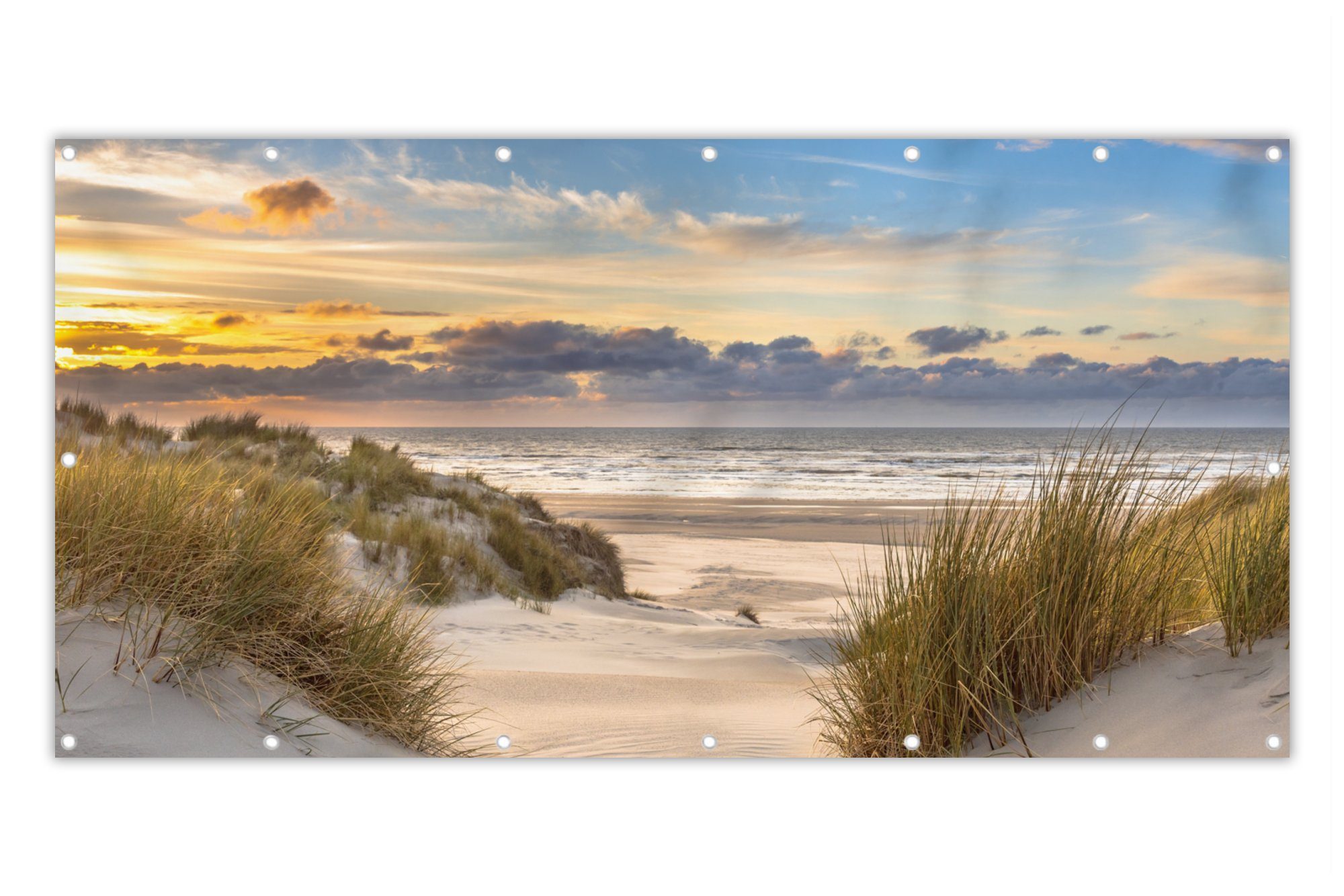 MuchoWow Balkonsichtschutz Strand - Düne - Gras - Sonnenuntergang - Meer (1-St) Balkon Sichtschutz 90x200, Windschutz für Zaun PVC, 200x90 cm