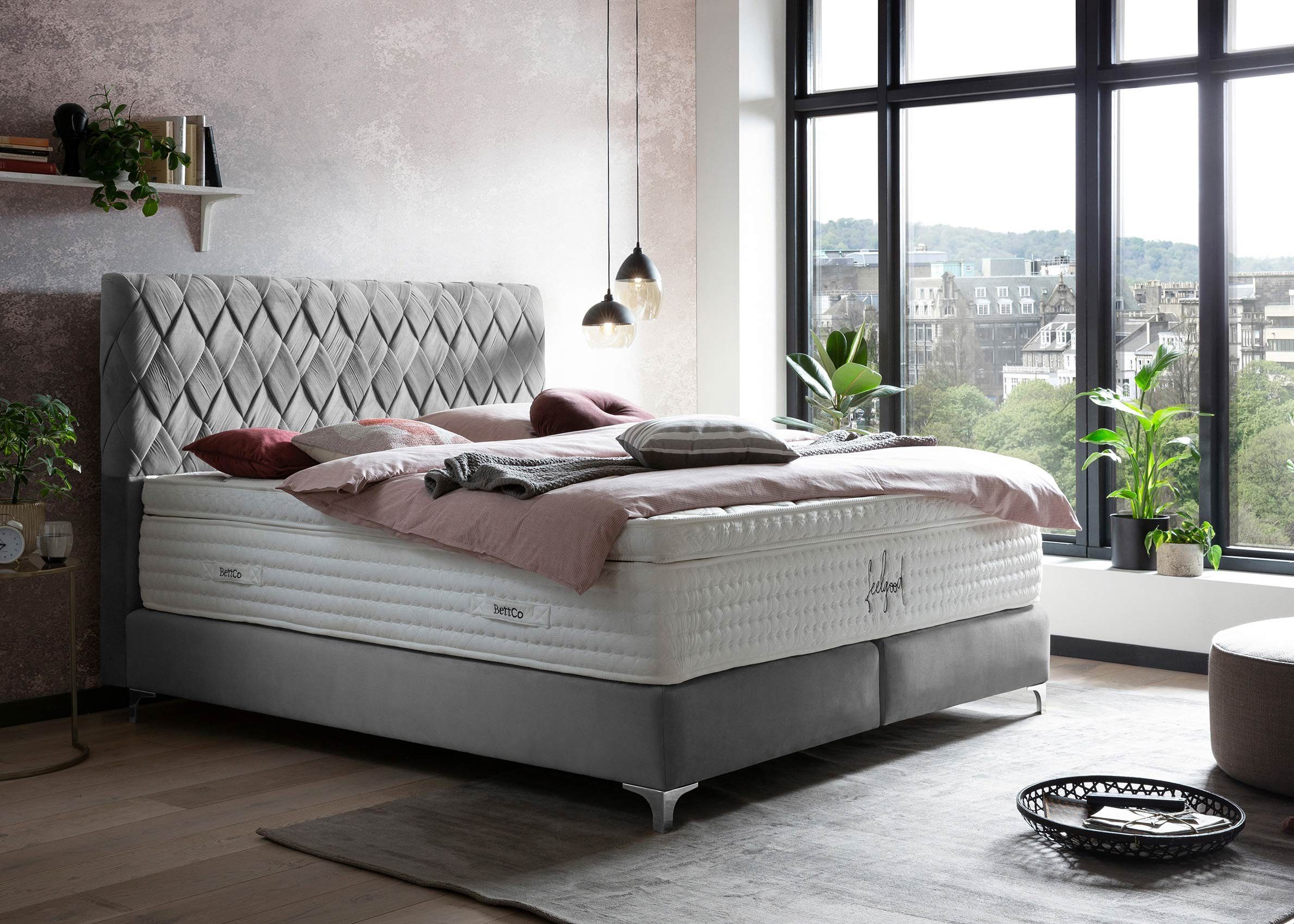 BettCo Boxspringbett Lyon (in Grau Velours, günstig online kaufen