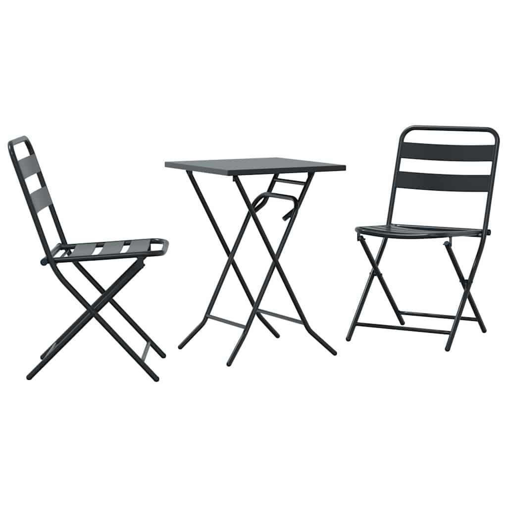 vidaXL Gartenlounge-Set Garten Bistro Set 3 stk. Anthrazit Stahl, (3-tlg)
