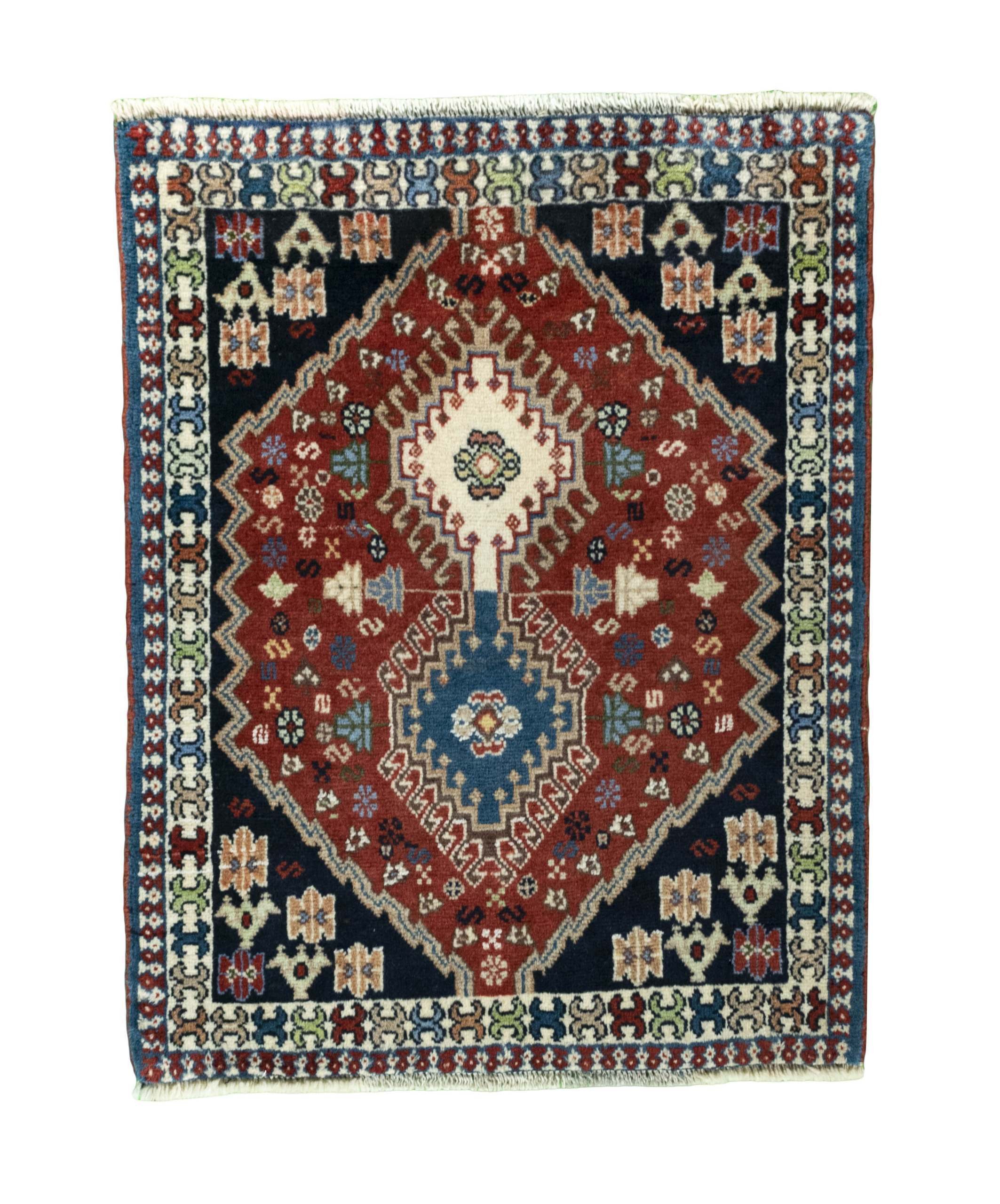 CABBEL Orientteppich 83x65 cm Perser Yalameh Multicolor Schurwolle Handgeknüpft Nomaden, rechteckig, Höhe: 8 mm, 100% Schurwolle – weich, pflegeleicht, traditionelle Knüpfdichte