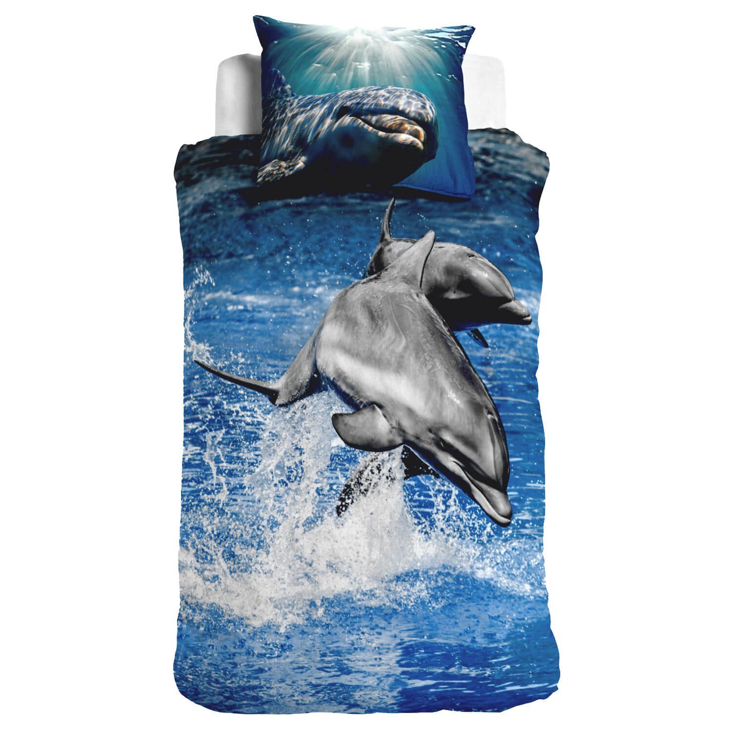 Bettwäsche »Delphin«, ESPiCO, Baumwolle, 2 teilig, Säugetier, Ozean, Meer,  Wasser