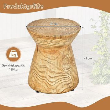 KOMFOTTEU Beistelltisch Outdoor, Holzhocker bis 150 kg, runder