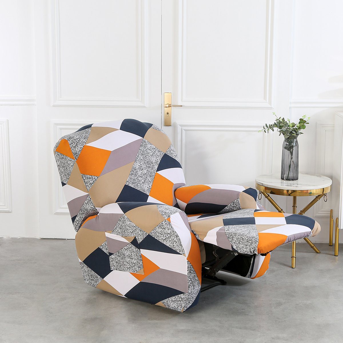 Deko, Elastisch Rosnek Elasthan,Bedruckter,Geometrische #5Orange Sofahusse Muster,Home