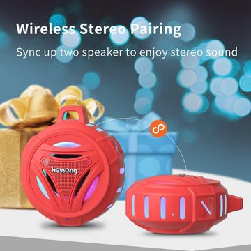HEYSONG Stereo Lautsprecher (Bluetooth, 5 W, mit 360° Sound Tragbarer LED Licht Kabelloser Box IPX7 Wasserschutz)