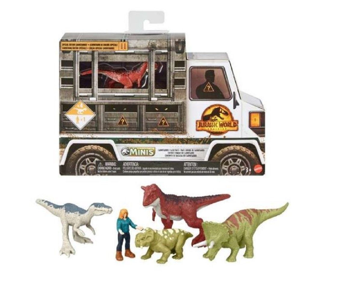 Mattel® Spielfigur Jurassic World Minis Carnotaurus Clash Pack, (5-tlg)