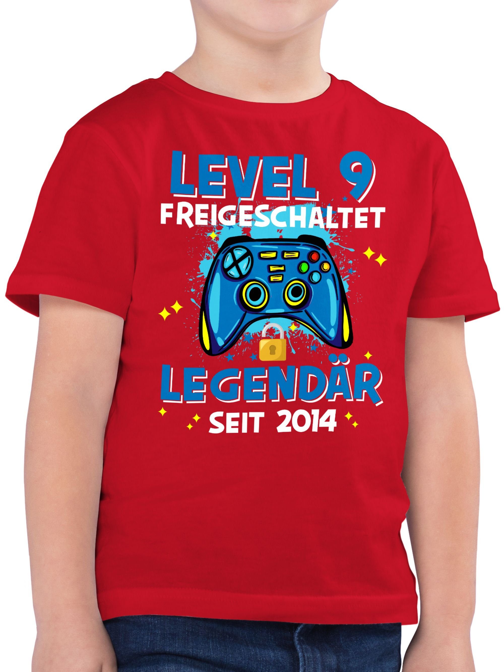 Shirtracer T-Shirt Level 9 freigeschaltet Legendär seit 2014 9. Geburtstag 03 Rot