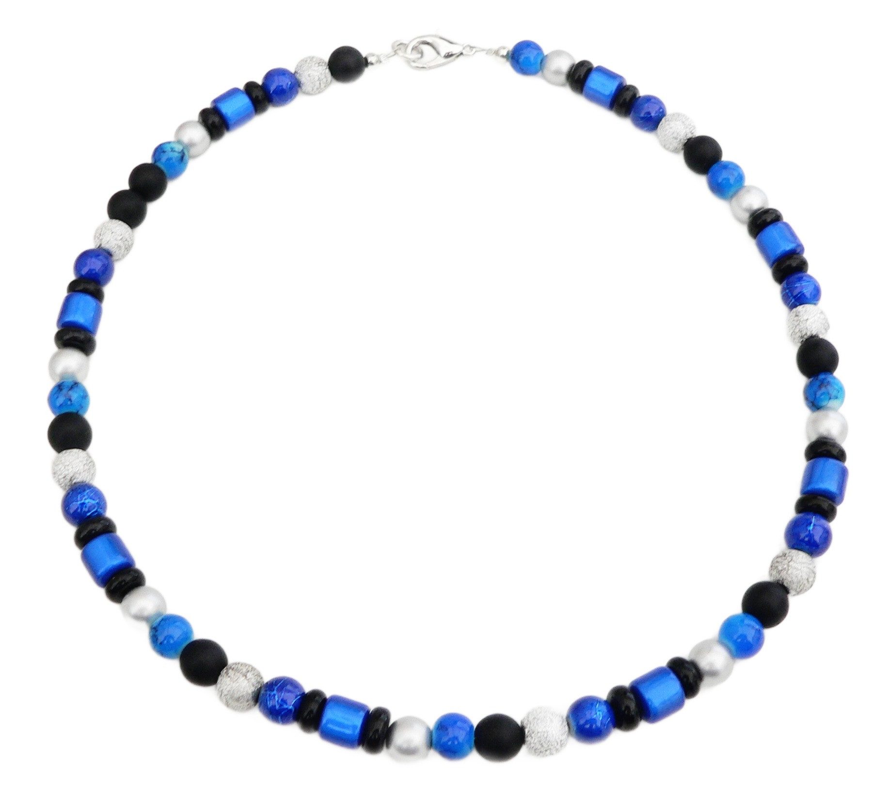 traumschmuck Collier 498. Collier Halskette Glas Miracle silberfarben/schwarz Glitzer, handgefertigt
