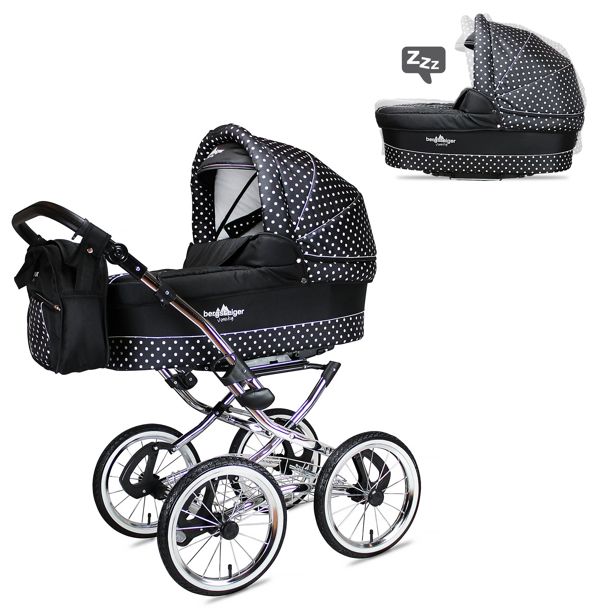 (10-tlg) black bergsteiger Kombi-Kinderwagen Venedig, white &