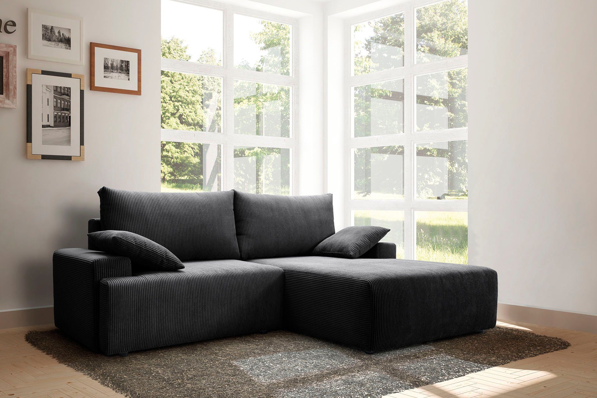 Bettfunktion Cord-Farben in verschiedenen sofa inklusive Ecksofa Orinoko, und Bettkasten - exxpo anthrazith fashion