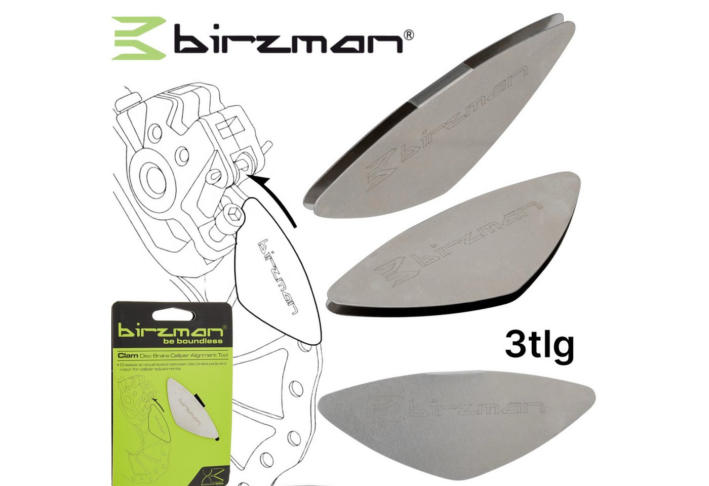 Birzman Fahrrad-Montageständer Birzman Fahrrad MTB Ebike Scheibenbremse Justier Einstell Werkzeug 3tl