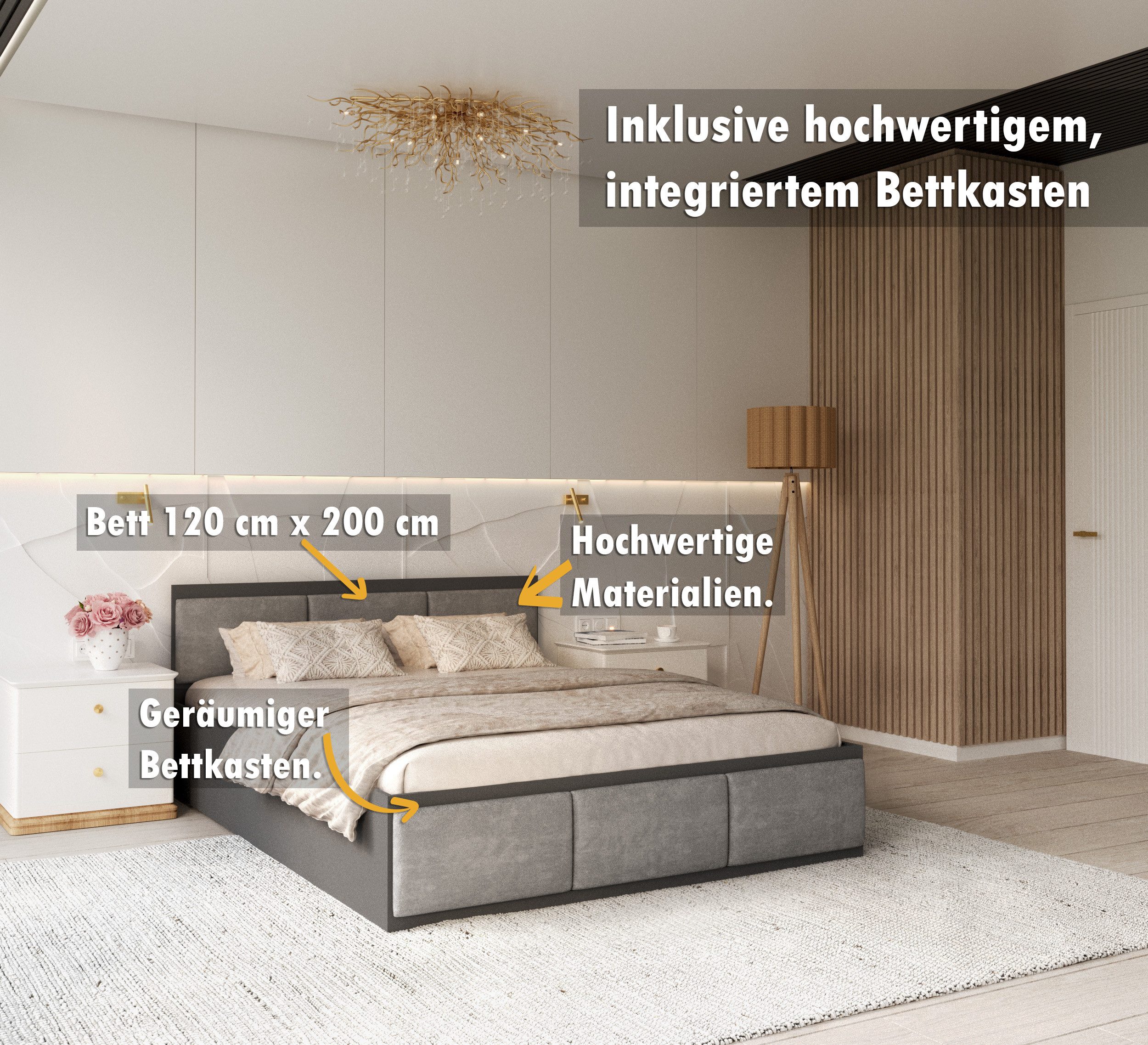 thematys Stauraumbett mit Bettkasten und Lattenrost 120x200, 140x200, 160x2 günstig online kaufen