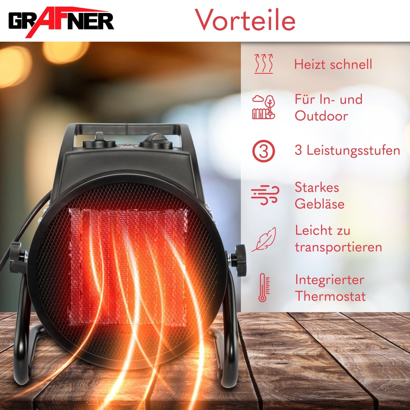 Grafner Heizgerät Heizgerät Elektroheizer Heizstrahler 3000 günstig online kaufen