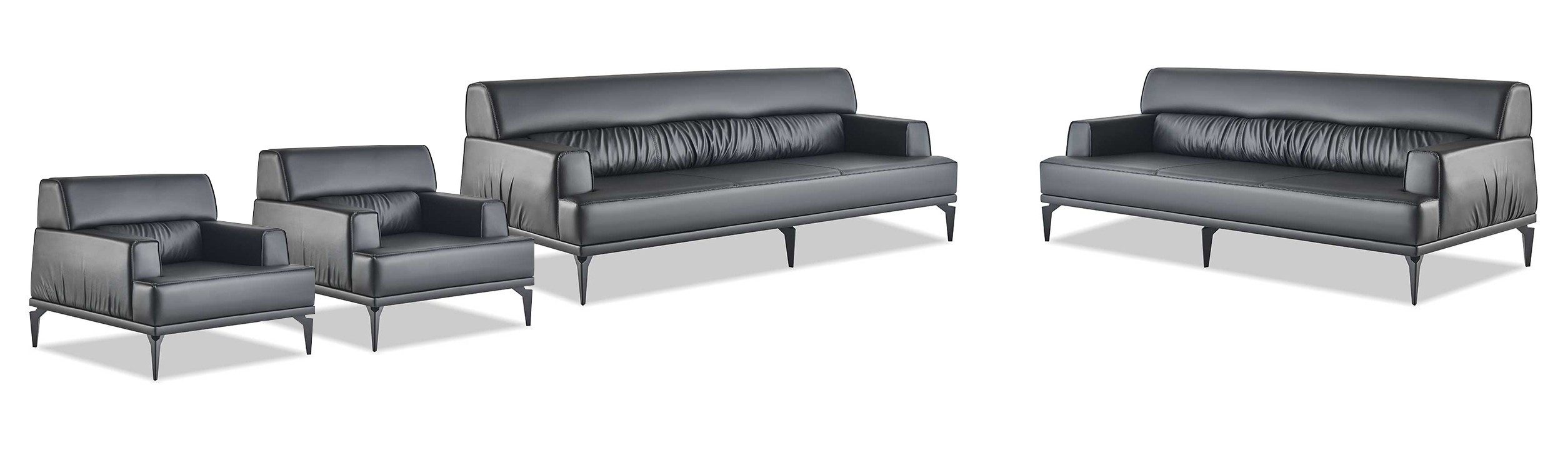 Xlmoebel Polstergarnitur Sofagarnitur 4tlg. Schwarz für Büro und Wohnzimmer, (Sofagarnitur, 4-tlg., 4tlg), Made in Europa