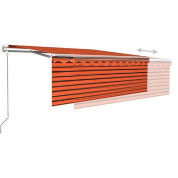 furnicato Markise Automatisch Einziehbar mit Volant 4x3m Orange und Braun