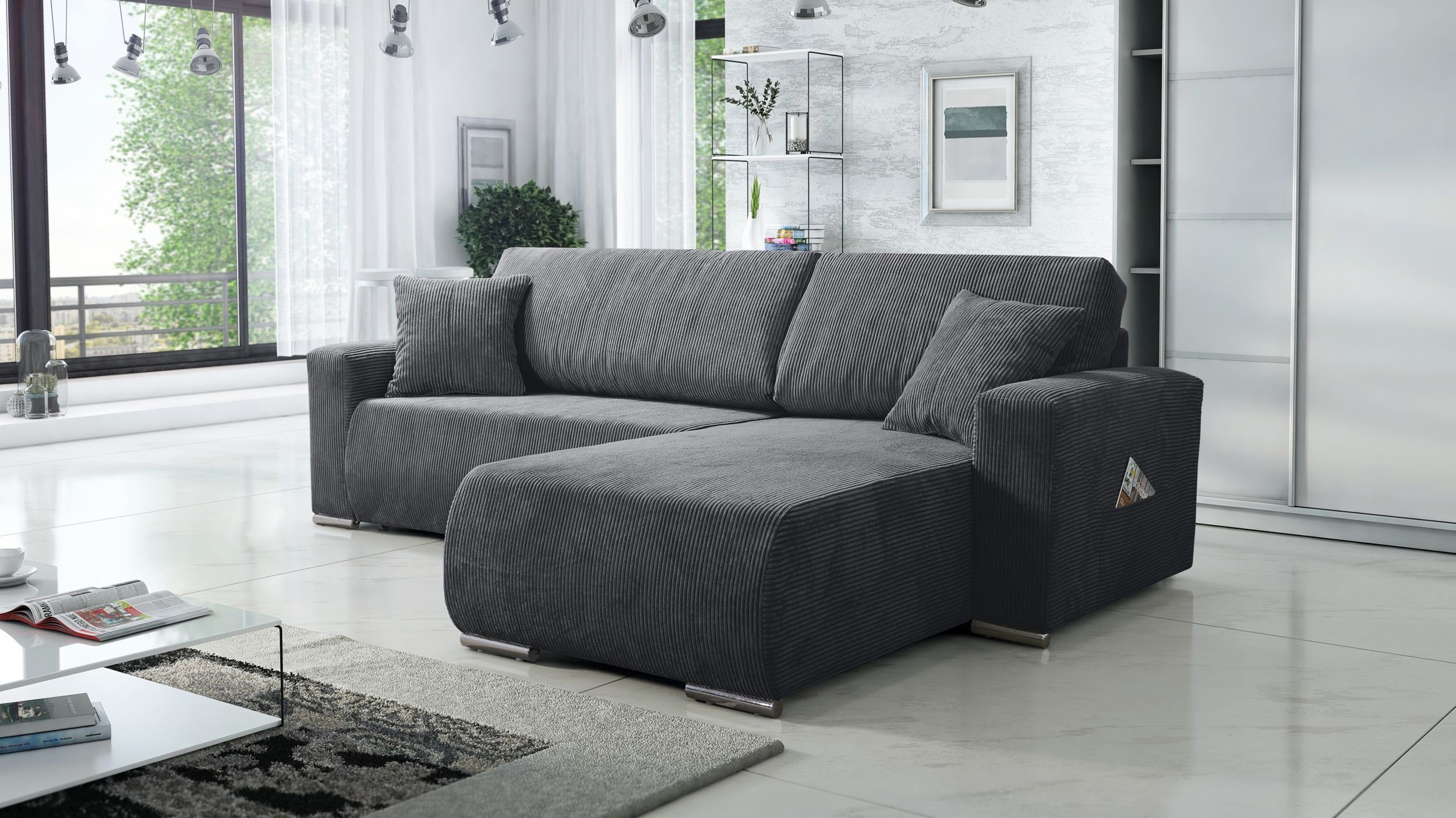 Küchen-Preisbombe Sofa Sofa Couch Ecksofa Eckcouch Wohnlandschaft Schlaffunktion Lincoln Cord, Sofa in L-Form
