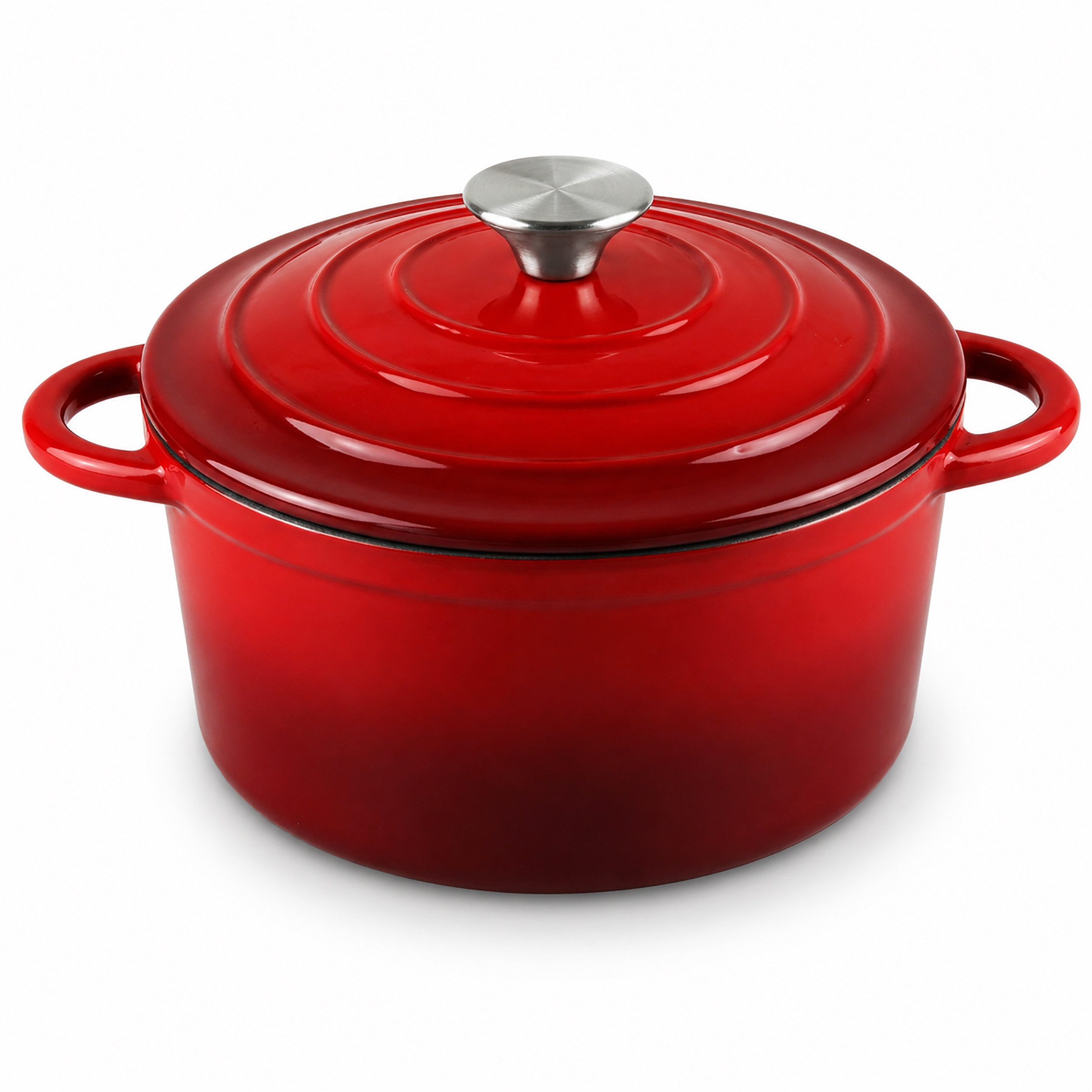 Annastore Bräter Gusseisen Topf emailliert mit Deckel Bräter Brotbacktopf Brottopf, Ofenfest bis 260 Grad, Für Induktion, Gas, Ceran, Elektro, Ofen