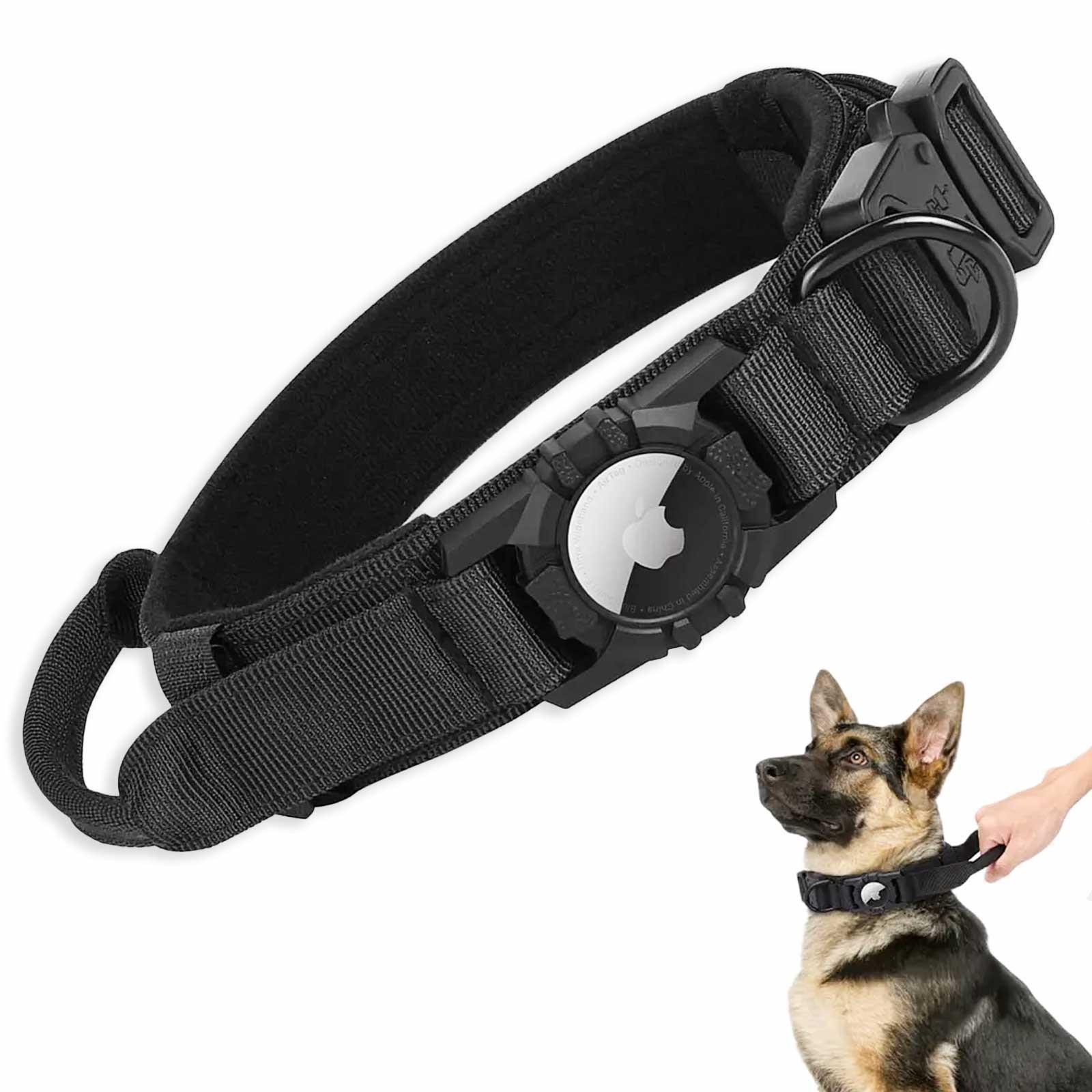 Monkimau Hunde-Halsband Hundehalsband taktisch Handgriff Air-Tag Halter