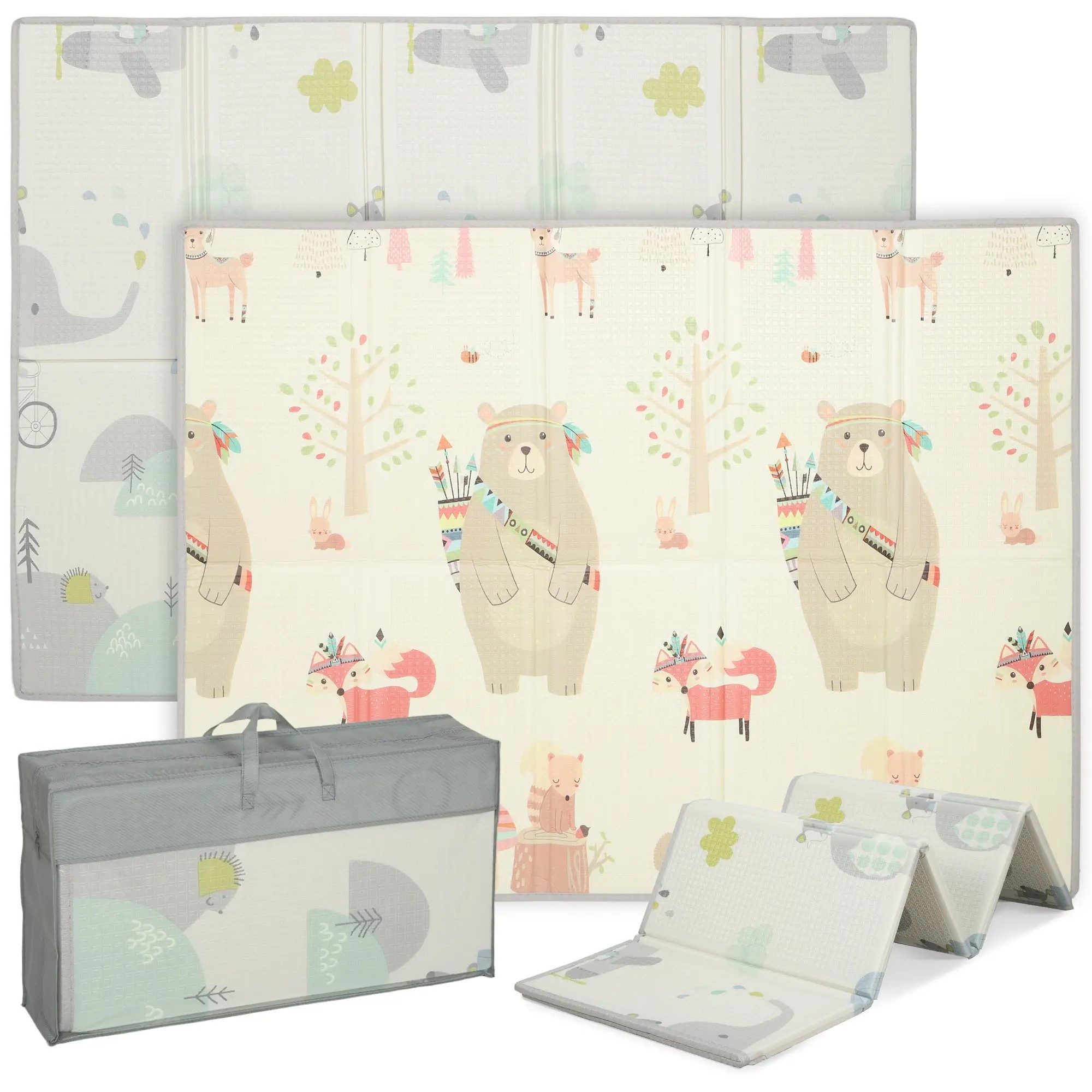 BlingBin Spielmatte Krabbelmatte Faltbar Doppelseitige Baby-Spielmatte Kind günstig online kaufen