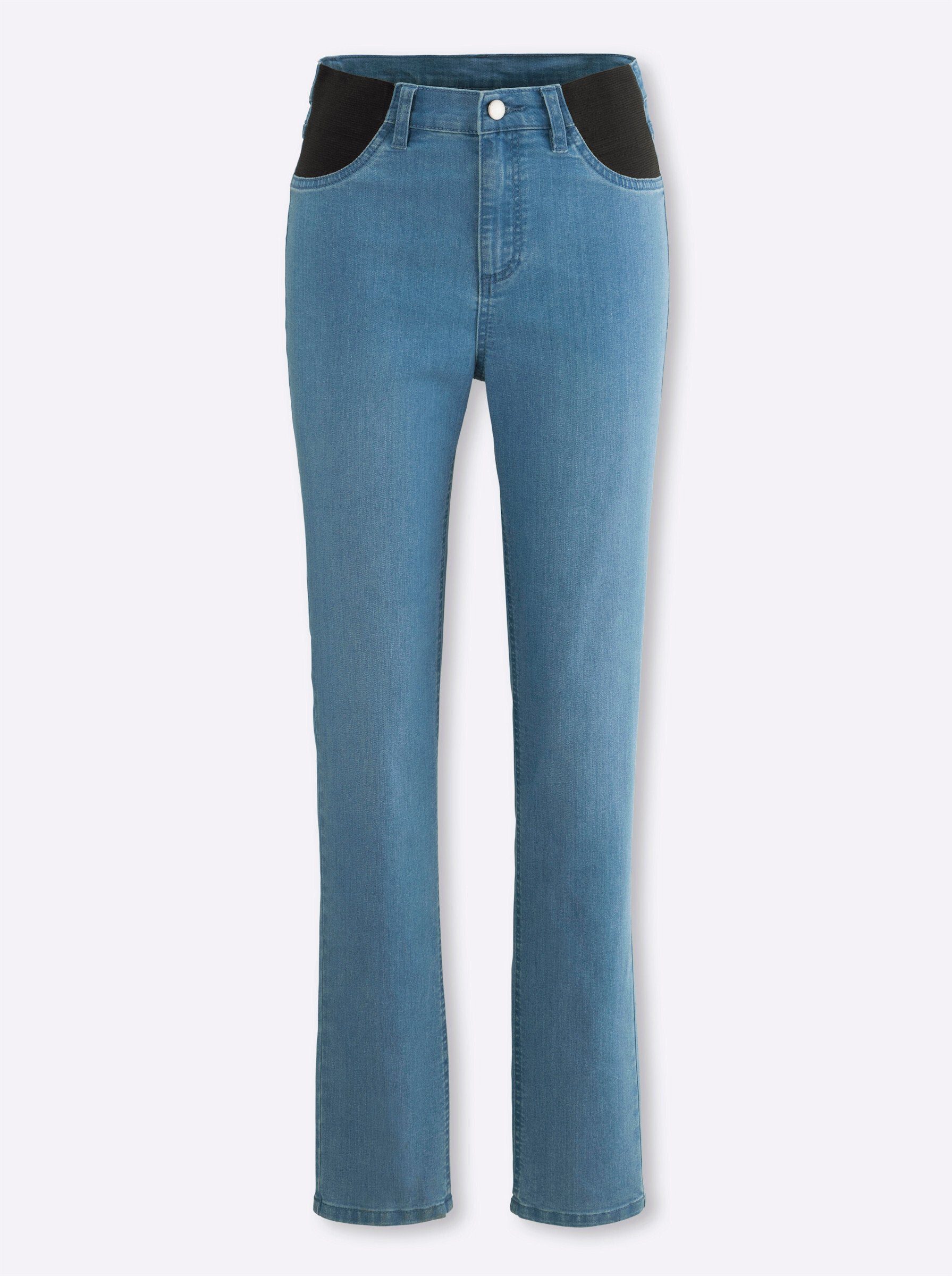 an! blue-bleached Jeans Bequeme Sieh