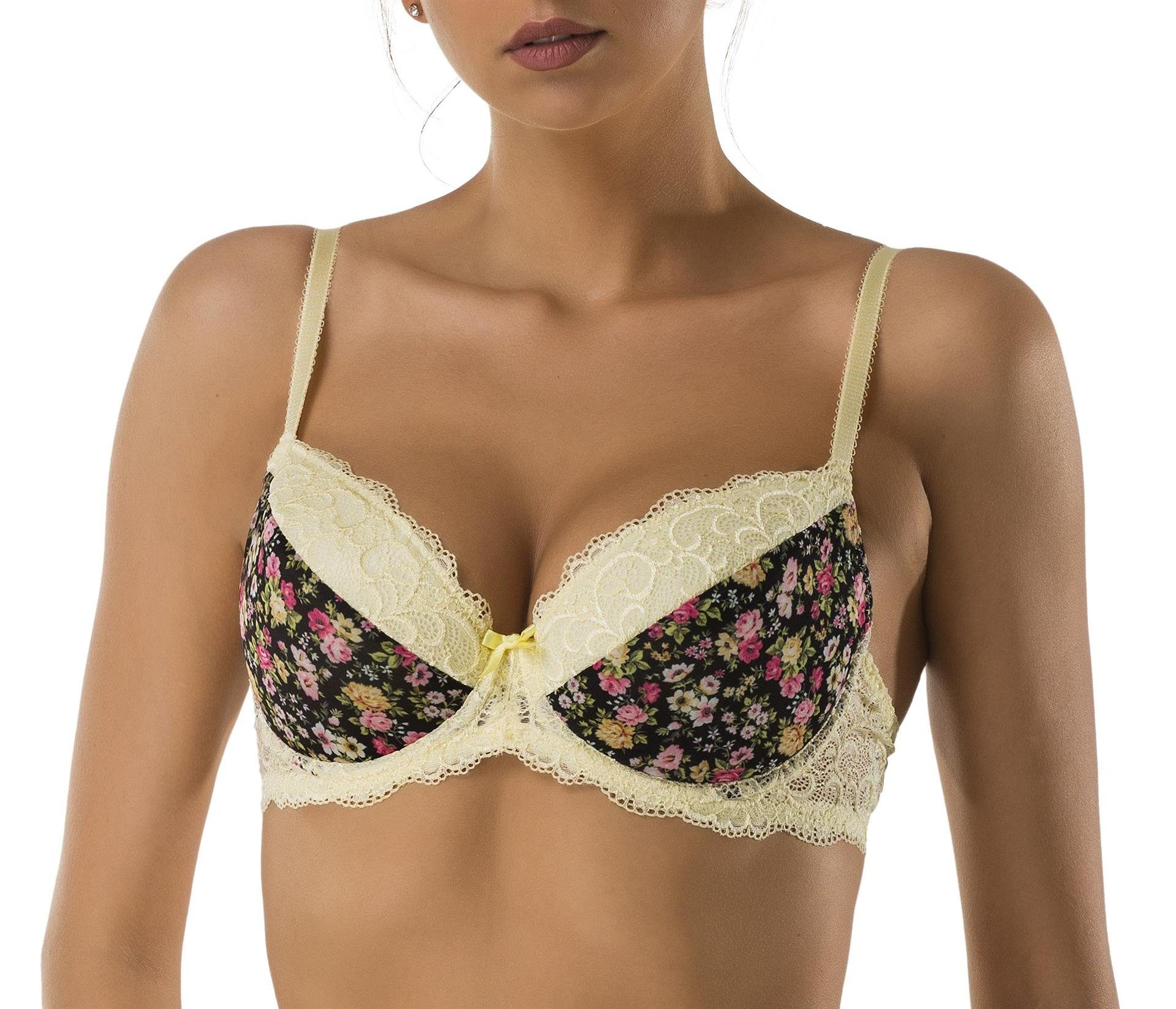Verally Bügel-BH VERALLY Damen Bügel BH mit Soft Cups, herausnehmbare Polster für Push- (Set, 1-tlg) mit Bügel