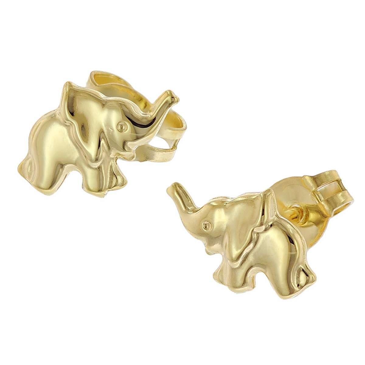 trendor Paar Ohrstecker Elefant Gold 333/8K Ohrstecker